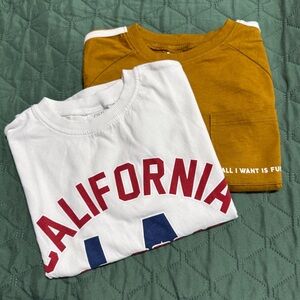 Zara White and Yellow Short Sleeve Tees